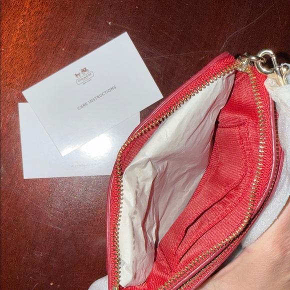 Coach Vibrant Red Wristlet with Gold Accents - Picture 3 of 4